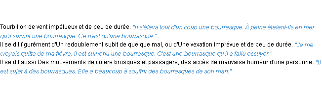 Définition bourrasque ACAD 1835