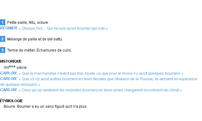 Définition bourrier Emile Littré