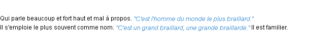 Définition braillard ACAD 1932