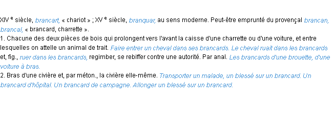 Définition brancard ACAD 1986