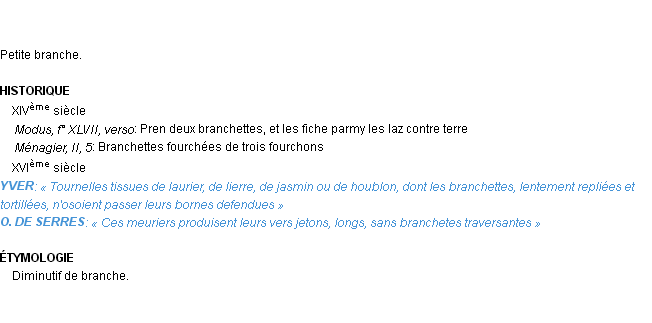Définition branchette Emile Littré
