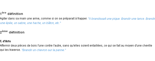 Définition brandir ACAD 1932