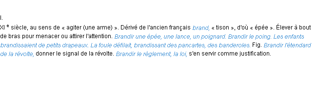 Définition brandir ACAD 1986