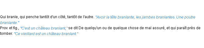 Définition branlant ACAD 1835