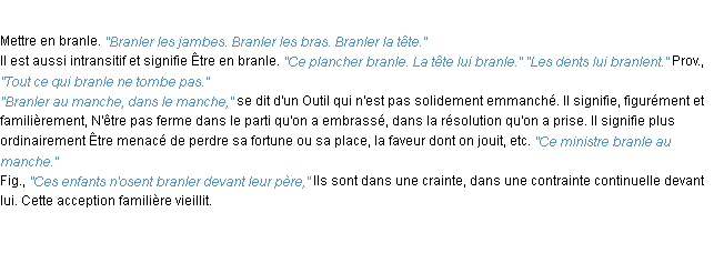 Définition branler ACAD 1932