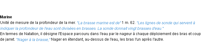 Définition brasse ACAD 1932