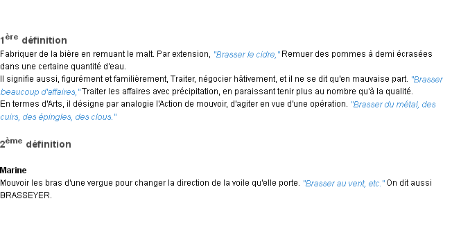 Définition brasser ACAD 1932