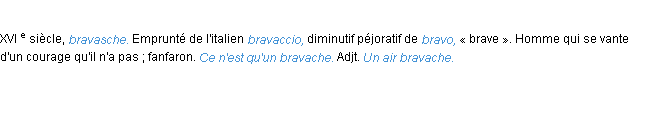 Définition bravache ACAD 1986