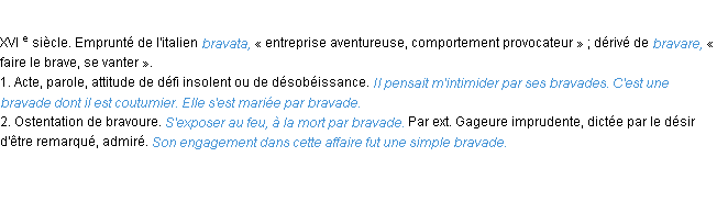 Définition bravade ACAD 1986