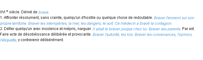 Définition braver ACAD 1986