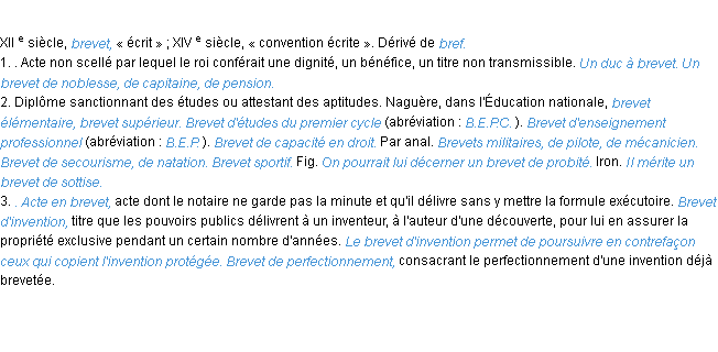 Définition brevet ACAD 1986