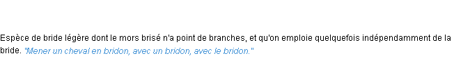 Définition bridon ACAD 1835