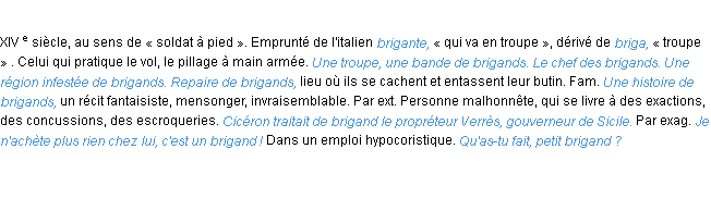 Définition brigand ACAD 1986