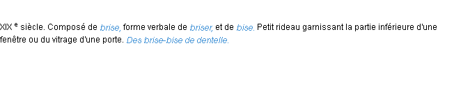 Définition brise-bise ACAD 1986