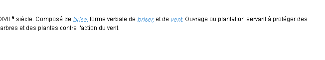 Définition brise-vent ACAD 1986