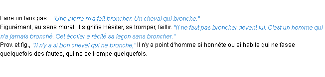 Définition broncher ACAD 1932