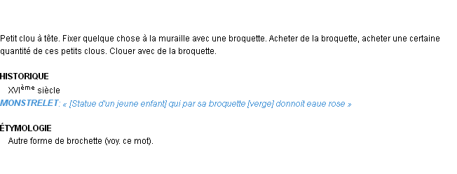 Définition broquette Emile Littré