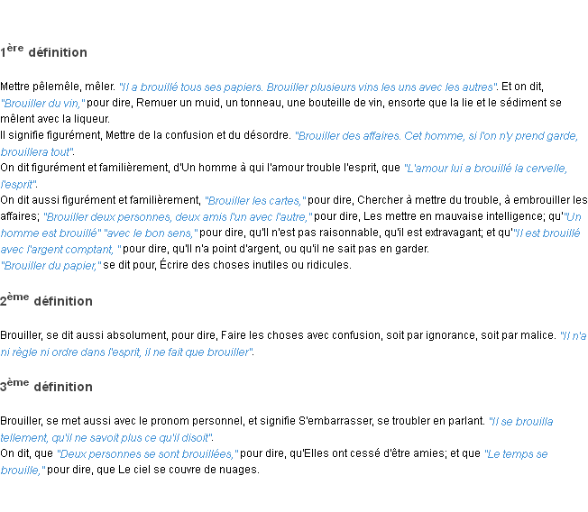 Définition brouiller ACAD 1798
