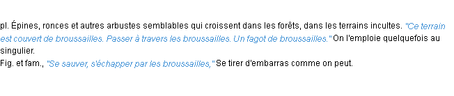 Définition broussailles ACAD 1932