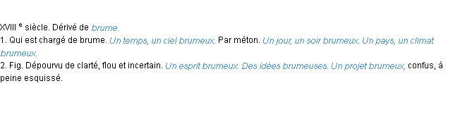 Définition brumeux ACAD 1986