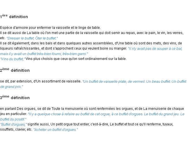 Définition buffet ACAD 1835