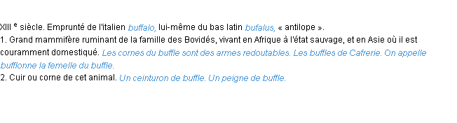 Définition buffle ACAD 1986