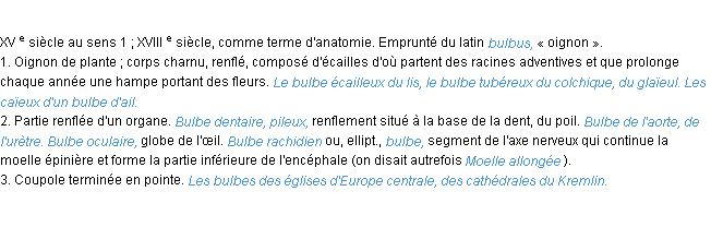 Définition bulbe ACAD 1986