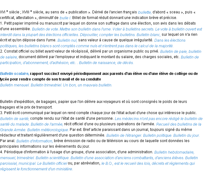 Définition bulletin ACAD 1986