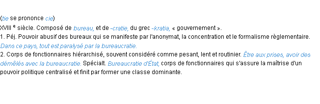 Définition bureaucratie ACAD 1986