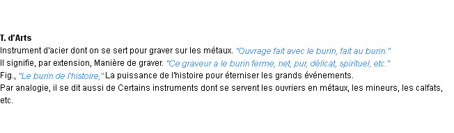 Définition burin ACAD 1932