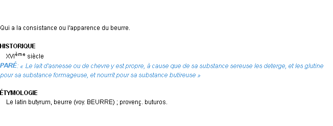 Définition butyreux Emile Littré