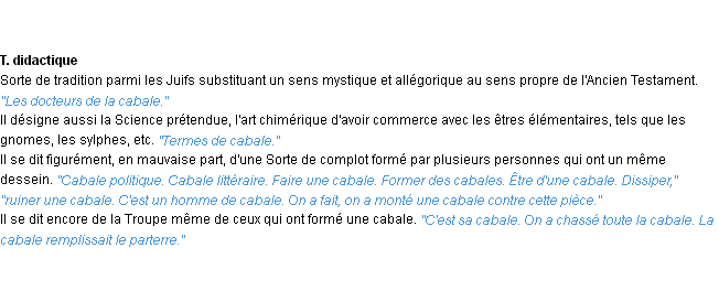 Définition cabale ACAD 1932