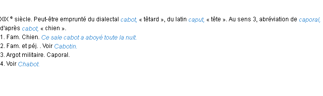 Définition cabot ACAD 1986