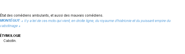 Définition cabotinage Emile Littré