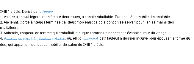 Définition cabriolet ACAD 1986