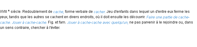 Définition cache-cache ACAD 1986