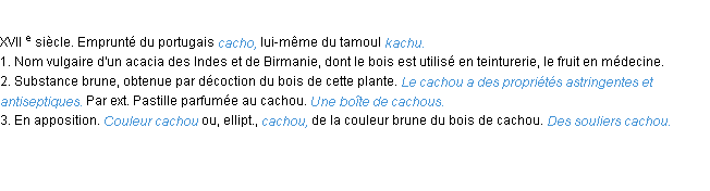 Définition cachou ACAD 1986