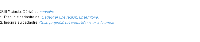 Définition cadastrer ACAD 1986