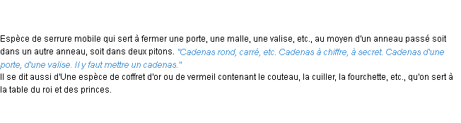 Définition cadenas ACAD 1835