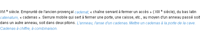 Définition cadenas ACAD 1986