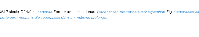 Définition cadenasser ACAD 1986