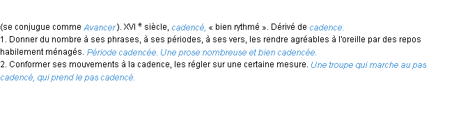 Définition cadencer ACAD 1986