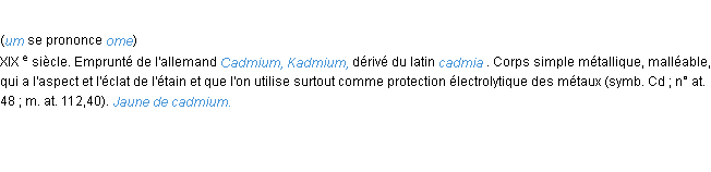 Définition cadmium ACAD 1986