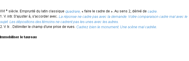 Définition cadrer ACAD 1986