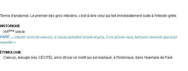 Définition caecum Emile Littré