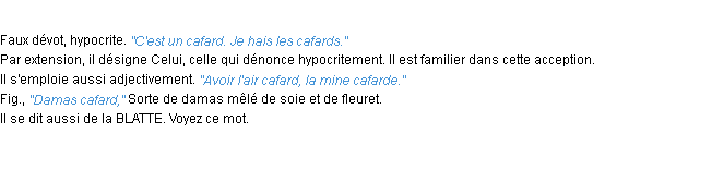 Définition cafard ACAD 1932