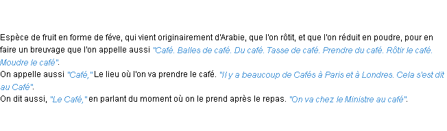 Définition café ACAD 1798