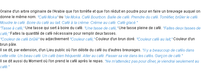 Définition café ACAD 1932