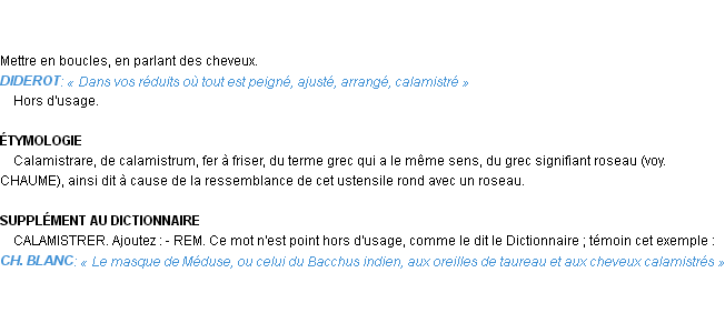 Définition calamistrer Emile Littré