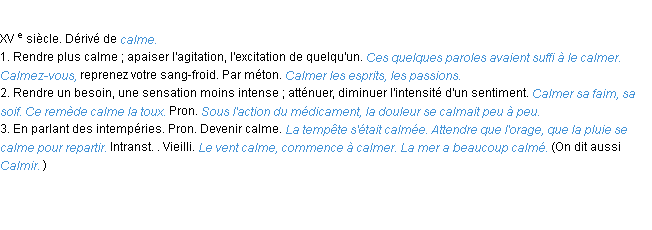 Définition calmer ACAD 1986